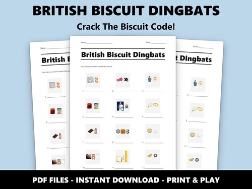 British Biscuit Dingbats quiz sheet preview