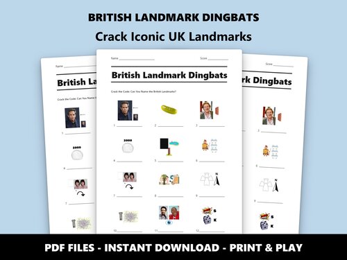 British Landmark Dingbats quiz sheet preview