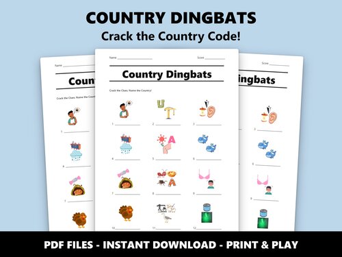 Country Dingbats quiz sheet preview