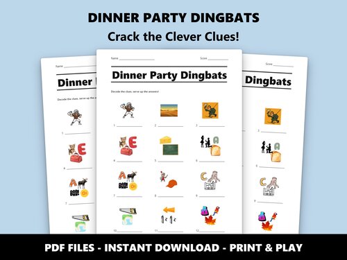 Dinner Party Dingbats quiz sheet preview