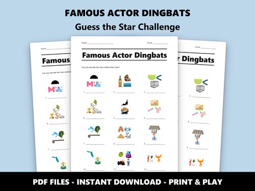 Famous Actor Dingbats quiz sheet preview