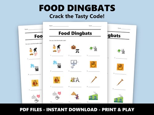 Food Dingbats quiz sheet preview