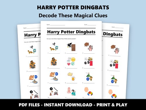 Harry Potter Dingbats quiz sheet preview