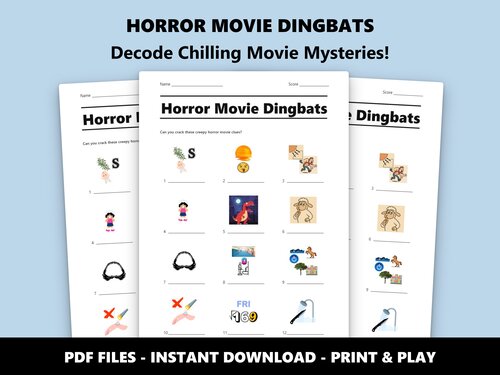 Horror Movie Dingbats quiz sheet preview