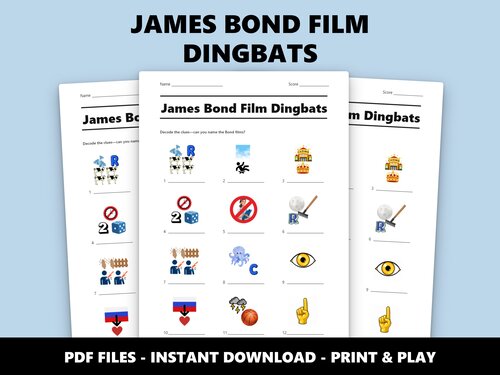 James Bond Film Dingbats quiz sheet preview
