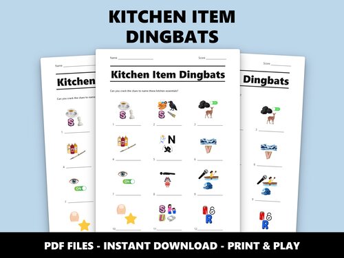 Kitchen Item Dingbats quiz sheet preview
