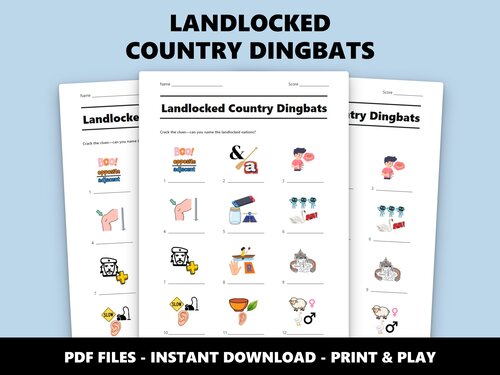 Landlocked Country Dingbats quiz sheet preview