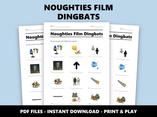 Noughties Film Dingbats quiz sheet preview