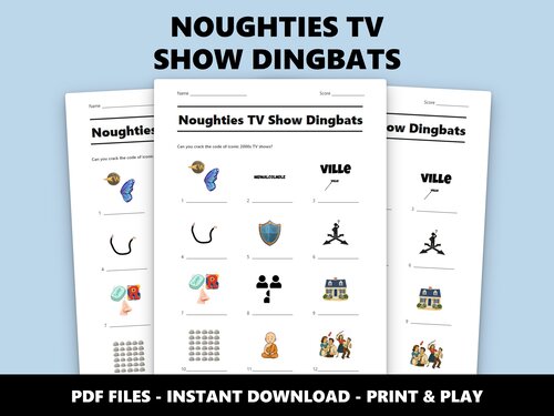 Noughties TV Show Dingbats quiz sheet preview