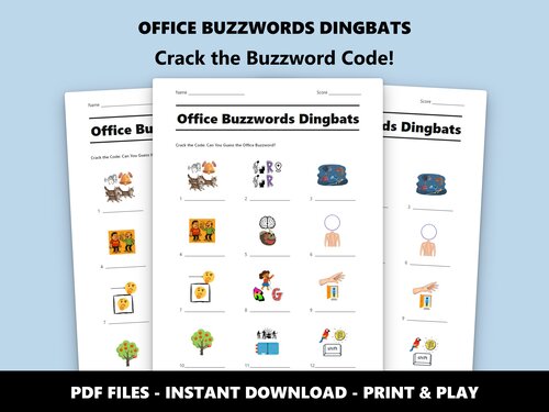 Office Buzzwords Dingbats quiz sheet preview