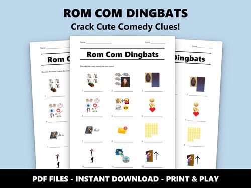 Rom Com Dingbats quiz sheet preview