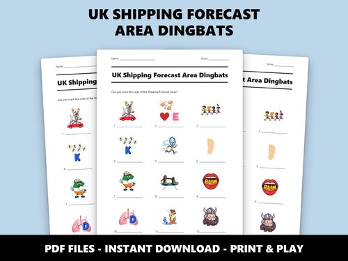 UK Shipping Forecast Area Dingbats quiz sheet preview
