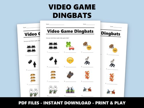 Video Game Dingbats quiz sheet preview