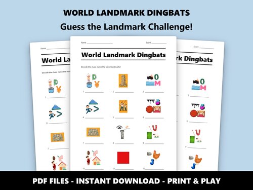 World Landmark Dingbats quiz sheet preview
