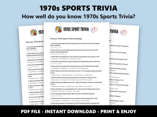 1970s Sports Trivia multiple choice quiz preview