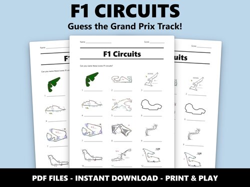 F1 Circuits picture quiz sheet preview