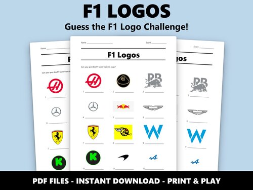 F1 Logos picture quiz sheet preview