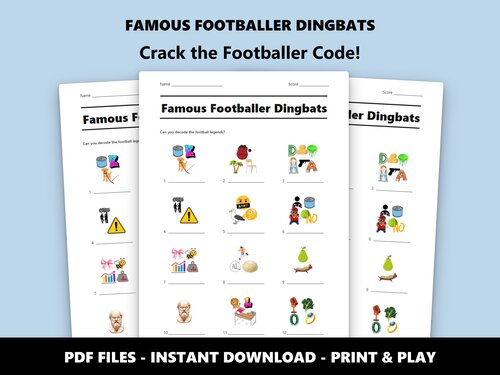 Famous Footballer Dingbats quiz sheet preview