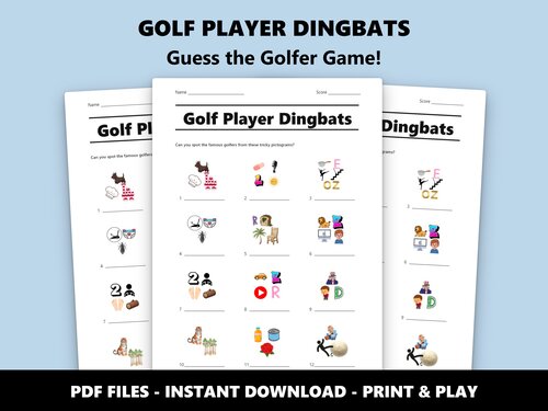 Golf Player Dingbats quiz sheet preview