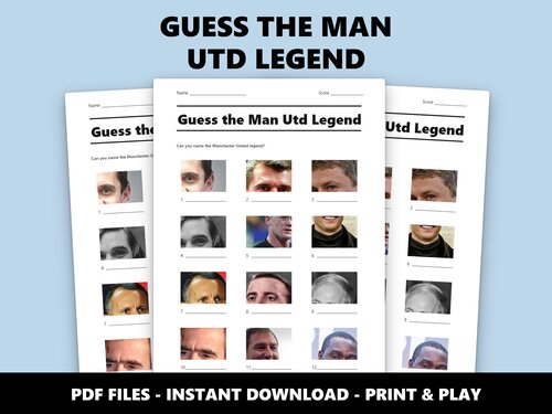 Guess the Manchester United Legend picture quiz sheet preview