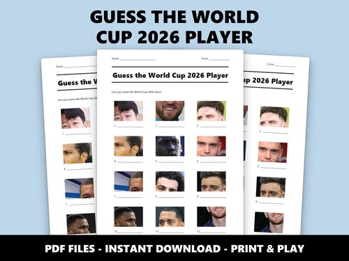 Guess the World Cup 2026 Player picture quiz sheet preview