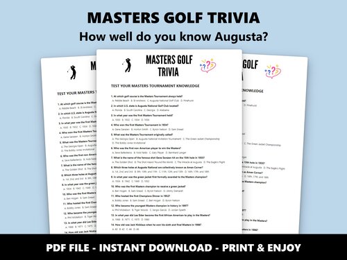Masters Golf Trivia multiple choice quiz preview