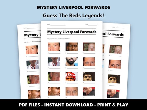 Mystery Liverpool Forwards picture quiz sheet preview