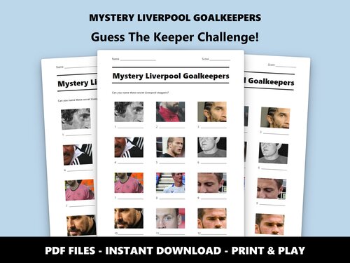 Mystery Liverpool Goalkeepers picture quiz sheet preview