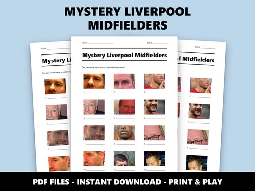 Mystery Liverpool Midfielders picture quiz sheet preview