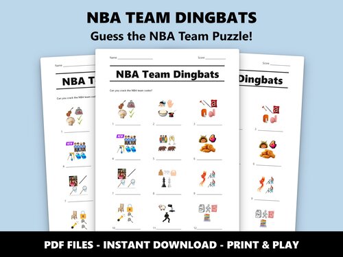 NBA Team Dingbats quiz sheet preview