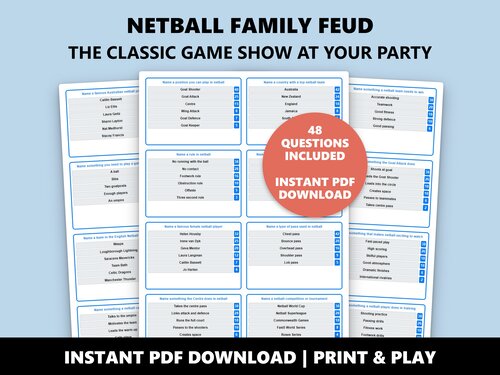 Netball Family Feud survey cards preview