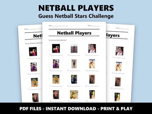 Netball Players picture quiz sheet preview