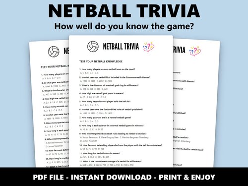 Netball Trivia multiple choice quiz preview