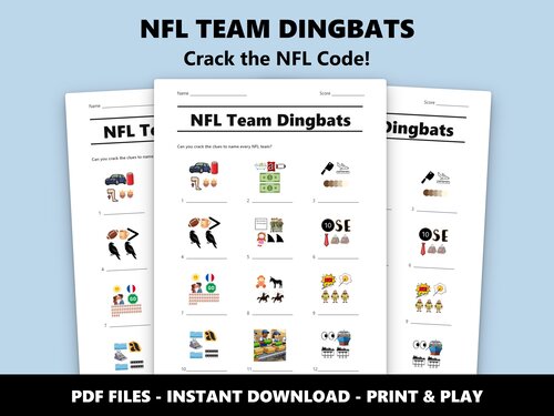 NFL Team Dingbats quiz sheet preview