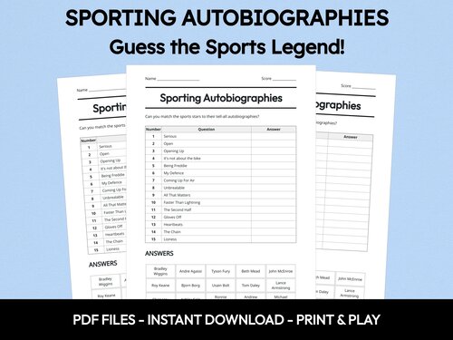 Sporting Autobiographies quiz preview