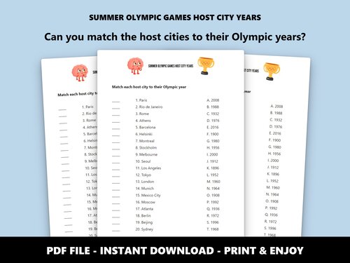 Summer Olympic Games Host City Years match-up quiz preview