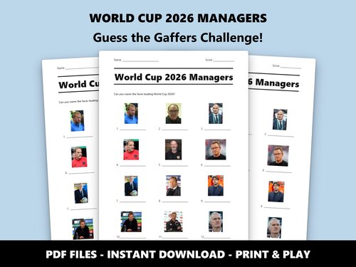 World Cup 2026 Managers picture quiz sheet preview