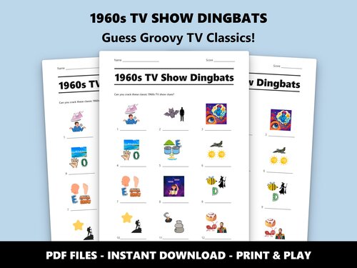 1960s TV Show Dingbats picture puzzle quiz