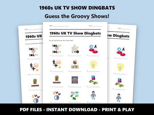 1960s UK TV Show Dingbats picture puzzle quiz