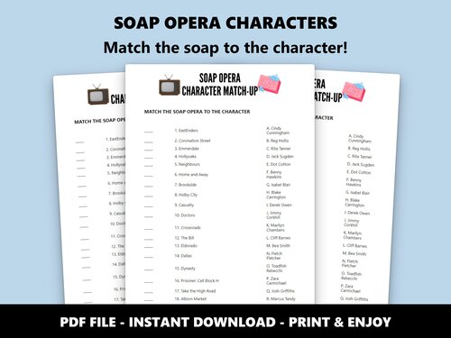 Soap Opera Characters match-up quiz