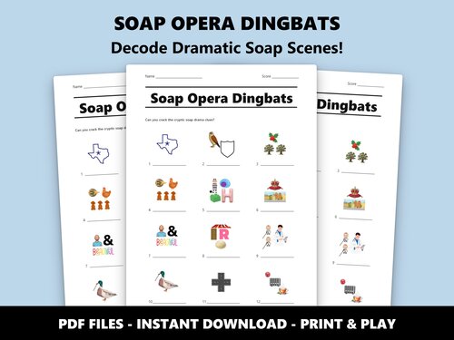 Soap Opera Dingbats picture puzzle quiz